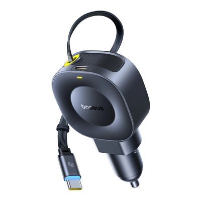 Ładowarka samochodowa Baseus PrimeTrip VR2 30W + 30W ze zwijanym kablem USB-C - czarna