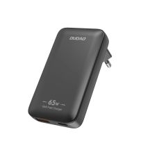 Ładowarka sieciowa podróżna GaN Dudao A65Q 65W USB-A / USB-C PD ultracienka EU / US - czarna