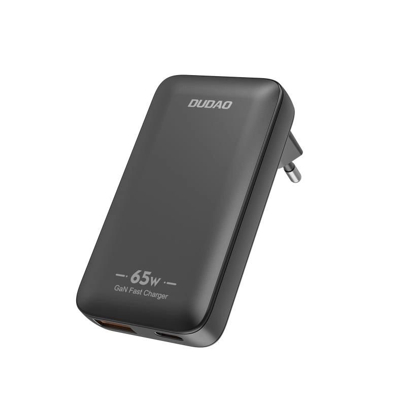 Ładowarka sieciowa podróżna GaN Dudao A65Q 65W USB-A / USB-C PD ultracienka EU / US - czarna