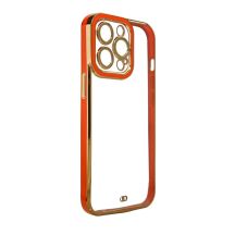 Fashion Case etui do iPhone 12 Pro żelowy pokrowiec ze złotą ramką czerwony