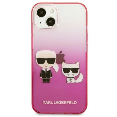 3. Etui Karl Lagerfeld Gradient Ikonik Karl&Choupette na iPhone 13 mini - różowe