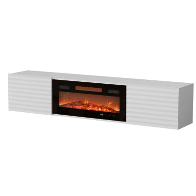 5. Szafka RTV TULA 183x35x37 biały mat + czarny kominek