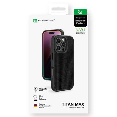 5. Etui pancerne AMAZINGTHING Titan Max Case z włóknami aramidowymi 600D do iPhone 16 Pro Max - czarne