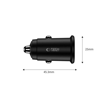 3. Ładowarka samochodowa Tech-Protect CC02 35W 2-porty USB-C / USB-A - czarna