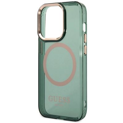 6. Etui Guess Gold Outline Translucent MagSafe na iPhone 14 Pro Max - zielone