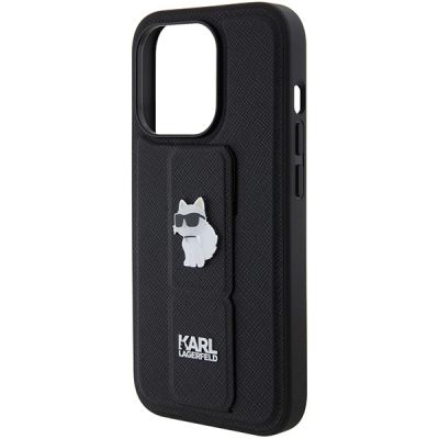 6. Etui Karl Lagerfeld Gripstand Saffiano Choupette Pins na iPhone 14 Pro Max - czarne