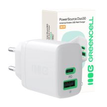 GREENCELL ŁADOWARKA USB-C/A POWERSOURCE DUO30 30W 1X USB-C + 1X USB-A PD QC BIAŁA