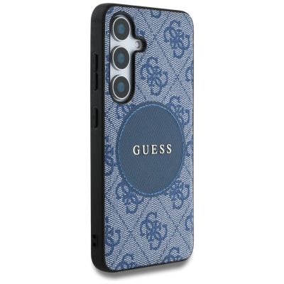 4. Etui Guess 4G Round Patch Classic Logo MagSafe do Samsung Galaxy S25 Plus niebieski