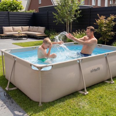 8. VIRTUFIT PROSTOKĄTNY BASEN 300 x 210 CM Z POMPĄ FILTRUJĄCĄ BEŻOWY
