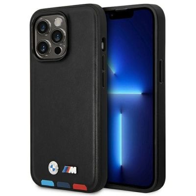 Etui BMW Leather Stamp Tricolor na iPhone 14 Pro - czarne