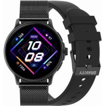 Smartwatch Damski GRAVITY GT12-1 Czarny Pasek Silikonowy + Czarna Bransoleta