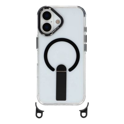 3. Etui na iPhone 17 z podstawką krótkim paskiem 30 cm i długim paskiem 120 cm kompatybilne z MagSafe - czarne