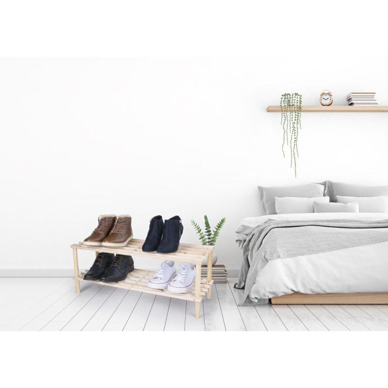 10. PÓŁKI REGAŁ NA BUTY 2 POZIOMY DREWNIANY ALPINA