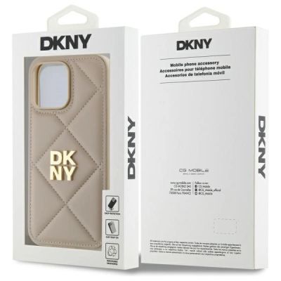 8. Etui DKNY Quilted Stack Logo na iPhone 14 Pro - beżowe