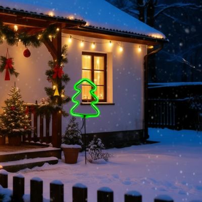 7. NEON CHOINKA ZIELONA 87 LED NA BATERIE 16x91CM LUCA