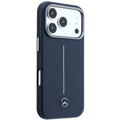 4. Etui Mercedes Leather Semi Wrap Iconic Line MagSafe na iPhone 17 Pro Max - granatowe