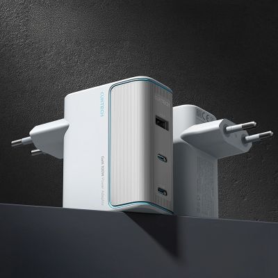 3. Ładowarka sieciowa Cuktech AD1003EU 100W GaN 2x USB-C + USB-A z kablem - biała