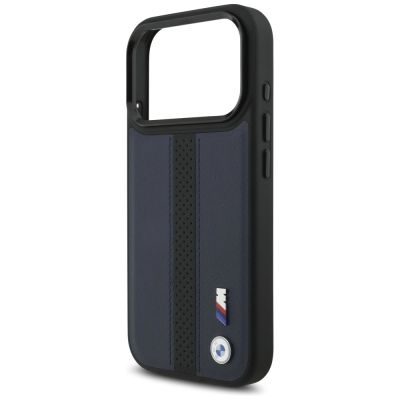 6. Etui BMW M Perforated Stripe Logo MagSafe na iPhone 17 Pro - granatowe