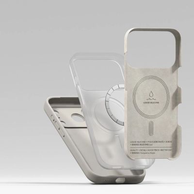 6. Etui Ringke Silicone Magnetic MagSafe na iPhone 17 Pro - beżowe