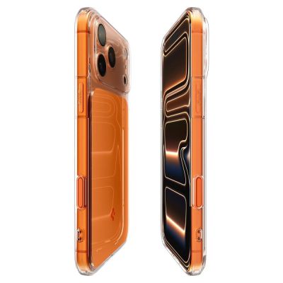 7. Etui Spigen Thin Fit MagSafe na iPhone 17 Pro - przezroczysto-pomarańczowe
