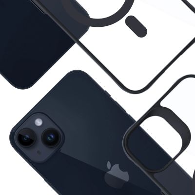 4. Etui 3mk Satin Armor MagCase z MagSafe na iPhone 14 Plus - przezroczyste z czarną ramką