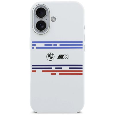 3. Etui BMW M Silicon Horizontal Line MagSafe na iPhone 17- białe
