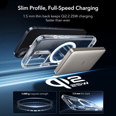 6. Zestaw ESR Classic Hybrid MagSafe + Szkło hartowane na iPhone 17 - przezroczyste