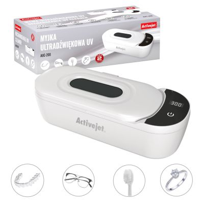 22. Myjka ultradźwiękowa UV Activejet AUC-200 do protez, okularów i biżuterii, biała.