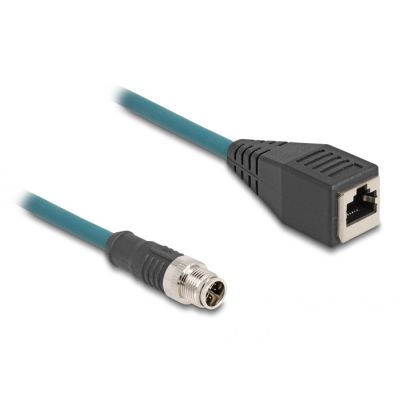 2. DeLOCK M12 Kabel adaptera z kodowaniem X 8-pinowe męski do żeńskiego RJ45 o długości 50 cm