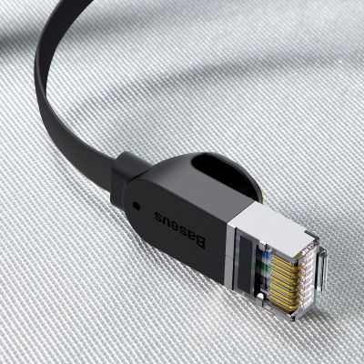 12. Kabel Baseus High Speed sieciowy płaski Ethernet CAT6 RJ45 1m - czarny