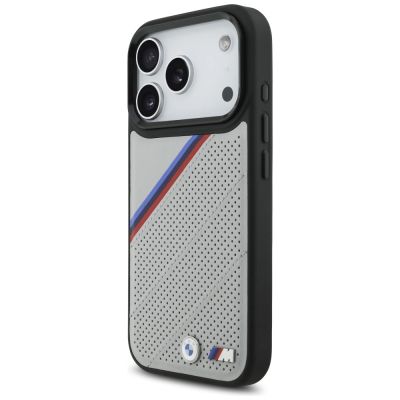 2. Etui BMW M Tricolor Metal Logo MagSafe do iPhone 17 Pro - szare