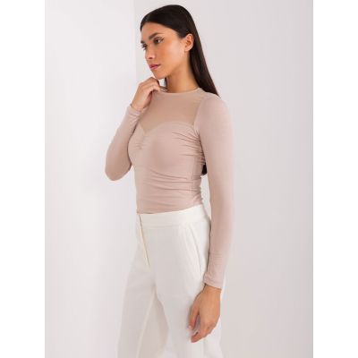 3. Beżowa bluzka basic z siateczką BASIC FEEL GOOD  (RV-BZ-9202.10X)