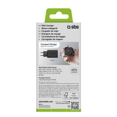 2. Ładowarka sieciowa SBS TETRGAN1C45W 45W GaN USB-C z Power Delivery - czarna