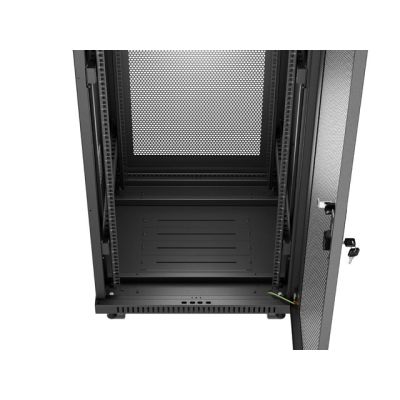 9. Szafa instalacyjna rack stojąca 19" 37U 600X600 czarna drzwi perforowane LCD LANBERG (flat pack)