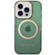 3. Etui Guess Gold Outline Translucent MagSafe na iPhone 14 Pro - zielone