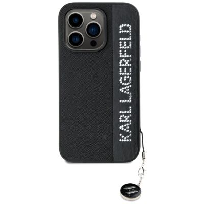 3. Etui Karl Lagerfeld Saffiano Rhinestones & Charm na iPhone 15 Pro Max - czarne