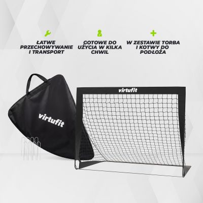 29. VIRTUFIT ZESTAW SKŁADANYCH BRAMEK DO PIŁKI NOŻNEJ - BRAMKI DO PIŁKI NOŻNEJ - 120 X 90 CM