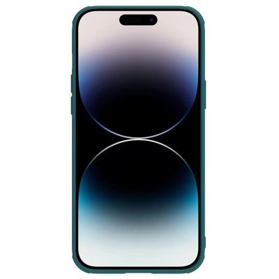 2. Nillkin CamShield Leather S Case etui iPhone 14 Pro Max pokrowiec z osłoną na aparat zielone