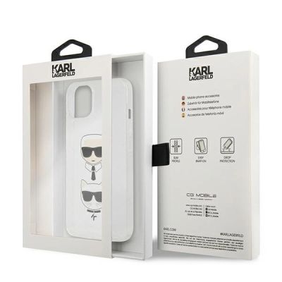 8. Etui Karl Lagerfeld Glitter Karl's & Choupette Head na iPhone 13 mini - srebrne
