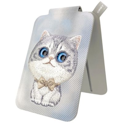 3. Portfel Magnetyczny Nimmy New Big-Eye Cute Pets 2.0 Cat ze stojakiem na telefon - szary