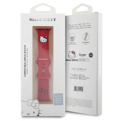 5. Pasek Hello Kitty Silicone Kitty Head na Apple Watch 38/40/41mm - czerwony