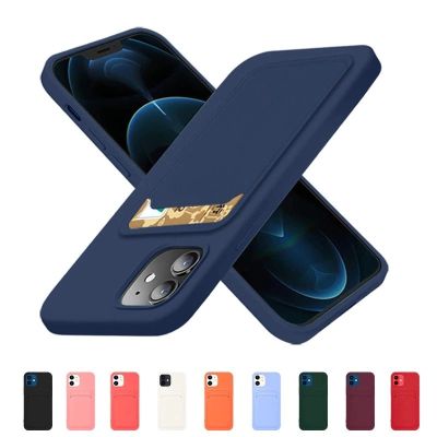 11. Card Case silikonowe etui portfel z kieszonką na kartę dokumenty do iPhone 12 Pro Max pomarańczowy