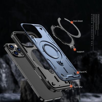 4. Etui Hybrid Armor Trendy z MagSafe na iPhone 16 Pro  - niebieskie