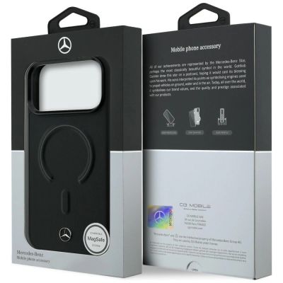 8. Etui Mercedes Leather 3D MagSafe na iPhone 17 Pro Max - czarne