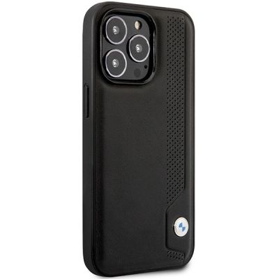 4. Etui BMW Leather Blue Dots na iPhone 14 Pro - czarne