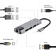 4. GEMBIRD MULTI ADAPTER USB TYP-C 5W1 (HUB + HDMI + PD + CZYTNIK KART + LAN) SREBRNY