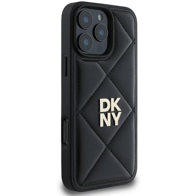4. Etui DKNY Quilted Stack Logo na iPhone 16 Pro - czarne