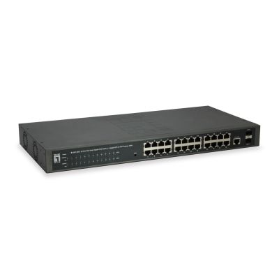 6. Przełącznik LevelOne WebSmart/GB PoE+ 26-portowy 19" 370W 1Gbps