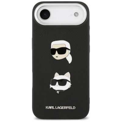3. Etui Karl Lagerfeld FW Grained Karl & Choupette Heads Pins & Logo na iPhone Air - czarne