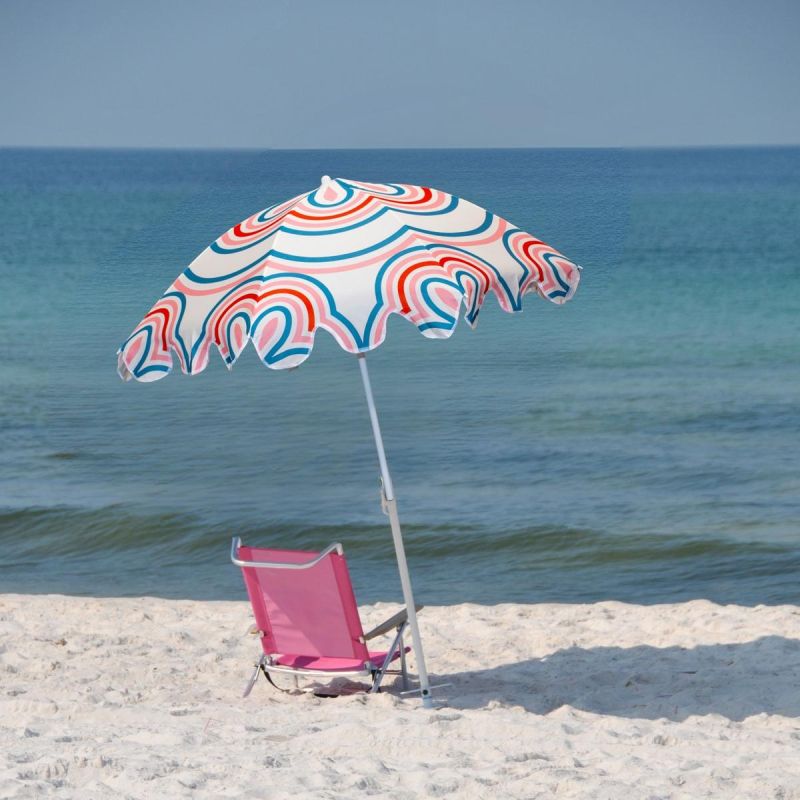 10. PARASOL PLAŻOWO OGRODOWY 160CM PASEK NIEBIESKO RÓŻOWY